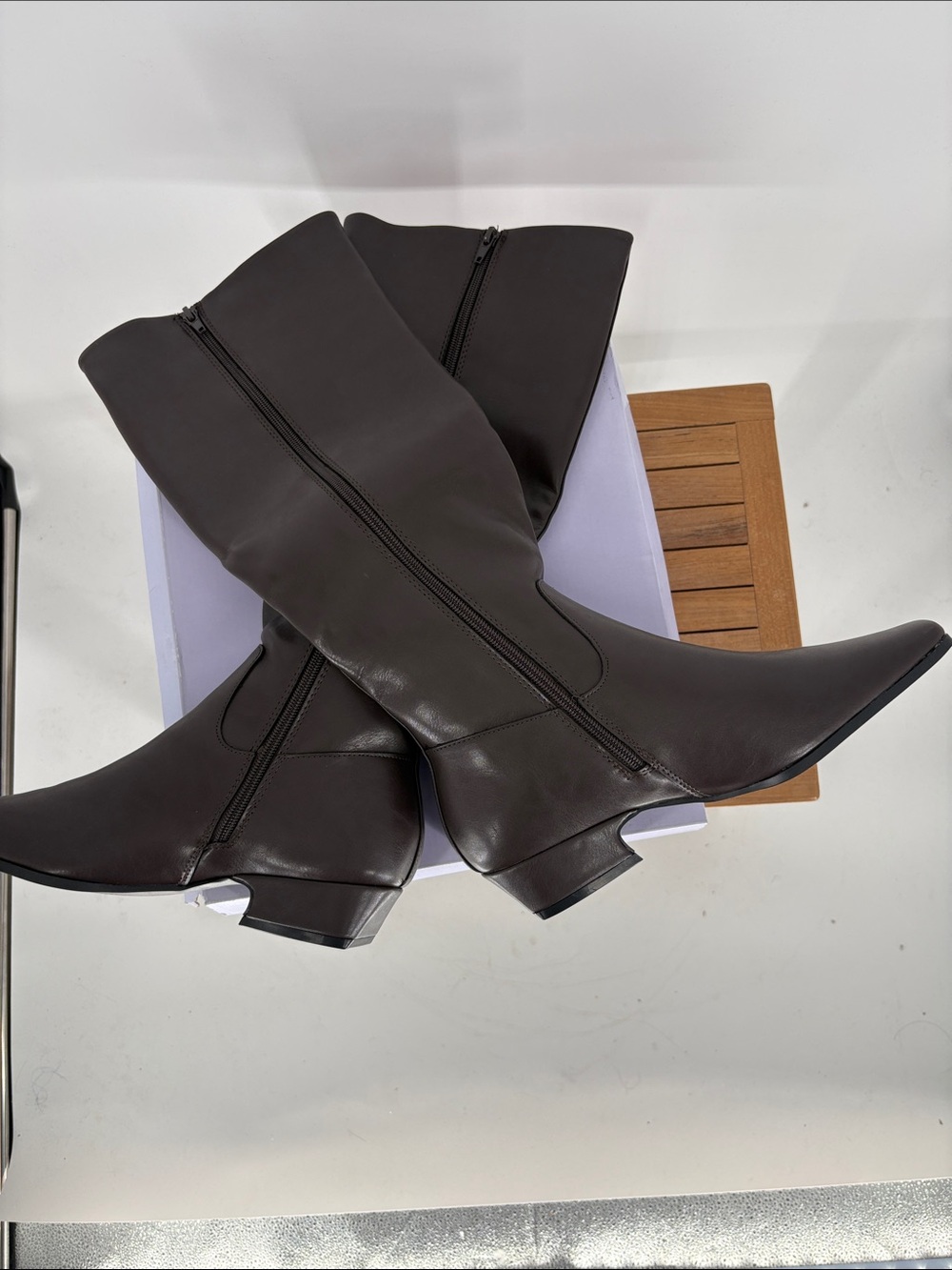 New Madden girl Women's Knee-High Pointed Toe Boots in Dark Brown size 8.5